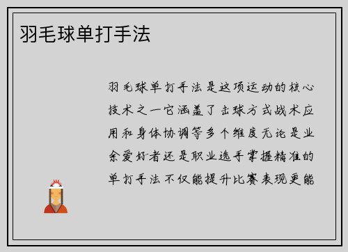 羽毛球单打手法